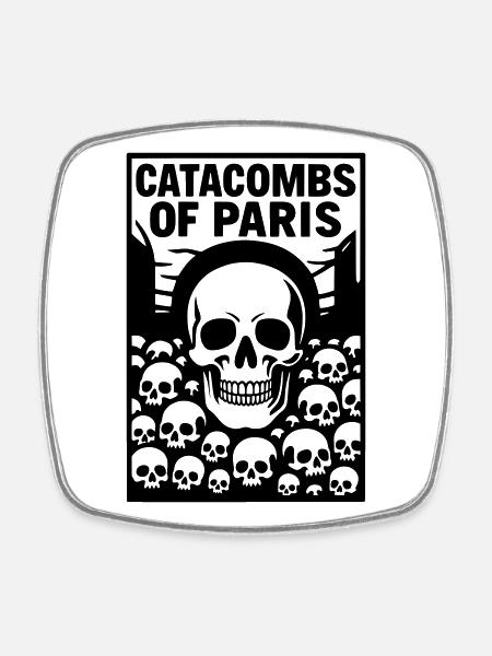 Katakomben von Paris Gebeine Beinhaus - Viereckiger Kühlschrankmagnet - Weiß