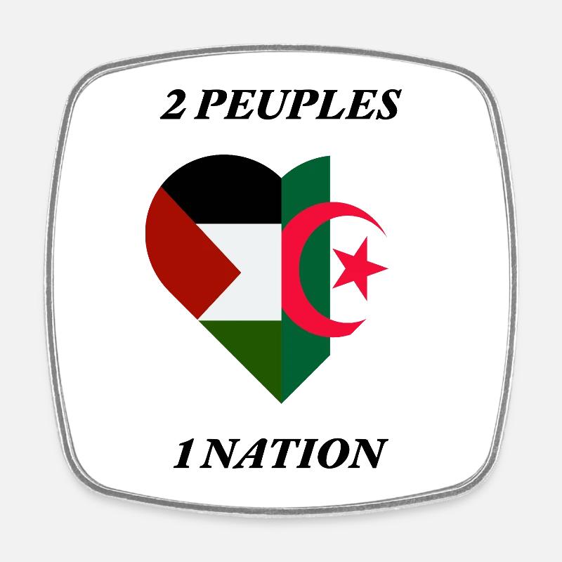 FRATERNITÉ_ALGÉRIE_PALESTINE - Magnet carré - blanc