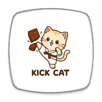 Kickkatze - Viereckiger Kühlschrankmagnet - Weiß - Vorne