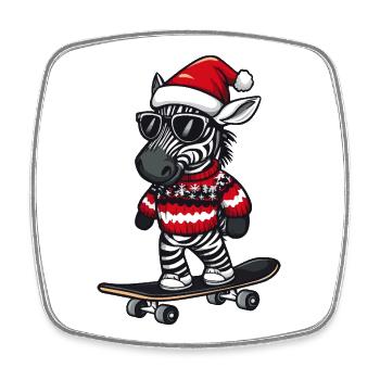 Zebra Weihnachten Lustig - Viereckiger Kühlschrankmagnet - Weiß - Vorne