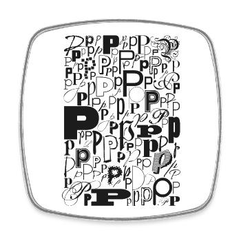 Typo P - Conception de lettres pour les amateurs de polices de caractères - Magnet carré - blanc - Devant