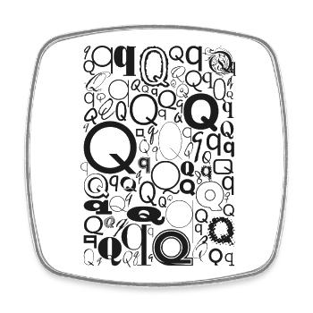 Typo Q – Letter Design for Font Lovers - Square fridge magnet - white - Front