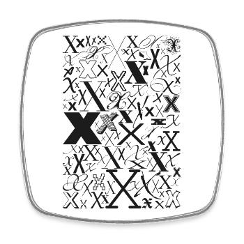 Typo x – Buchstaben Design für Schriftliebhaber - Viereckiger Kühlschrankmagnet - Weiß - Vorne