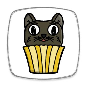 Cupcake Katze Peekaboo - Viereckiger Kühlschrankmagnet - Weiß - Vorne