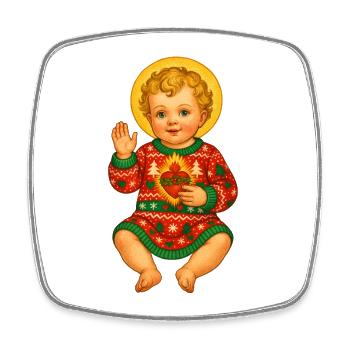Weihnachtsbaby Halo Strick - Viereckiger Kühlschrankmagnet - Weiß - Vorne