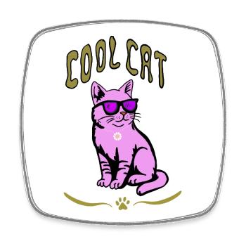 Style de lunettes de soleil chat rose - Magnet carré - blanc - Devant