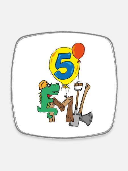 Emil Baustellenkroki fête ses 5 ans - Magnet carré - blanc