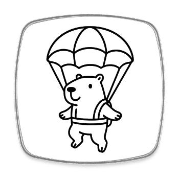Capybara with parachute - Square fridge magnet - white - Front