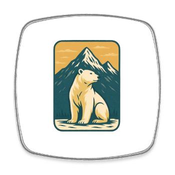 Polar Bär vor Berglandschaft - Viereckiger Kühlschrankmagnet - Weiß - Vorne