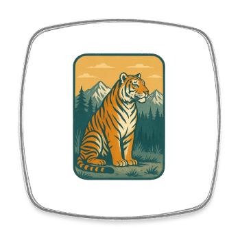 Tiger im Gebirge Retro-Motiv - Viereckiger Kühlschrankmagnet - Weiß - Vorne