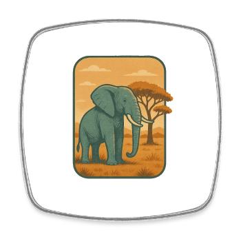 Savanna Elefant Vintage Panel - Viereckiger Kühlschrankmagnet - Weiß - Vorne