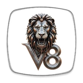 V8  - Viereckiger Kühlschrankmagnet - Weiß - Vorne