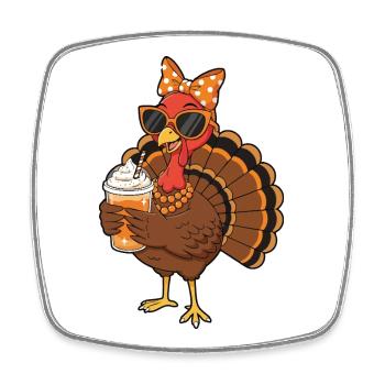 Amateur de café de dinde Drôle d’ambiance de Thanksgiving - Magnet carré - blanc - Devant
