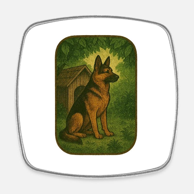 Retro Waldhund - Viereckiger Kühlschrankmagnet - Weiß