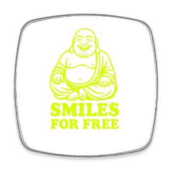 Neon Laughing Buddha on Black - Square fridge magnet - white - Front