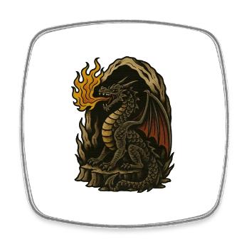 Flaming Dragon - Square fridge magnet - white - Front