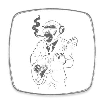 Rock and Roll Monkey Gitarrist - Viereckiger Kühlschrankmagnet - Weiß - Vorne