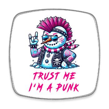 Punk Schneemann – Trust Me - Viereckiger Kühlschrankmagnet - Weiß - Vorne