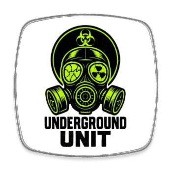 Underground Unit - Gas Mask - Square fridge magnet - white - Front