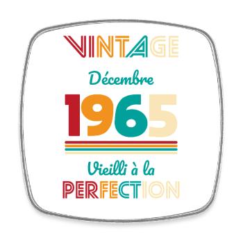 Anniversaire 60 ans - Vintage - Décembre 1965 - Magnet carré - blanc - Devant