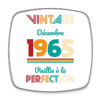 Anniversaire 60 ans - Vintage - Décembre 1965 - Magnet carré - blanc - Devant