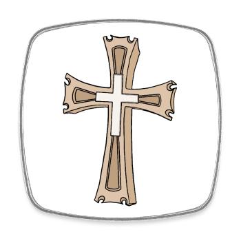 Ornate Cross Crest - Square fridge magnet - white - Front