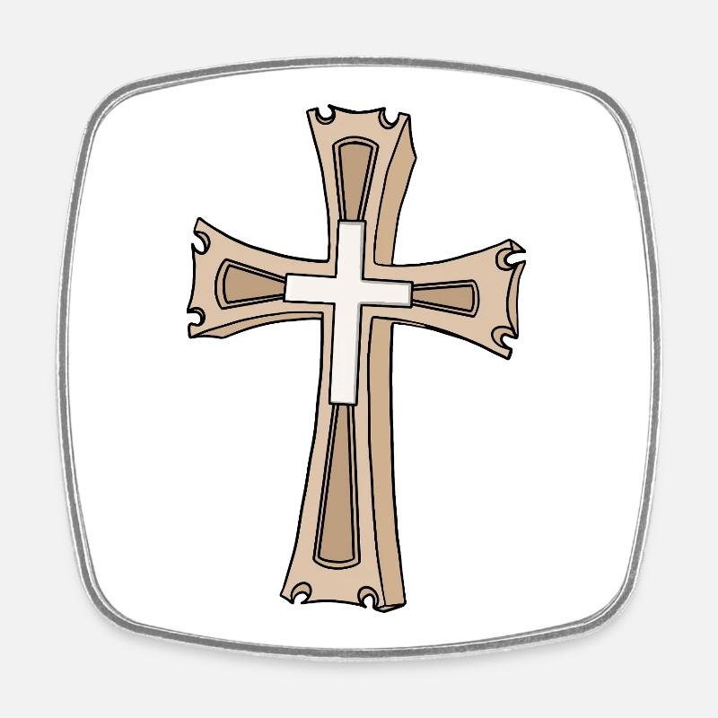 Écusson en forme de croix ornée - Magnet carré - blanc