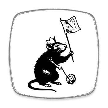 Rat avec drapeau - Magnet carré - blanc - Devant