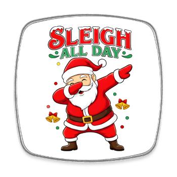 Motoneige Santa Dab - Magnet carré - blanc - Devant