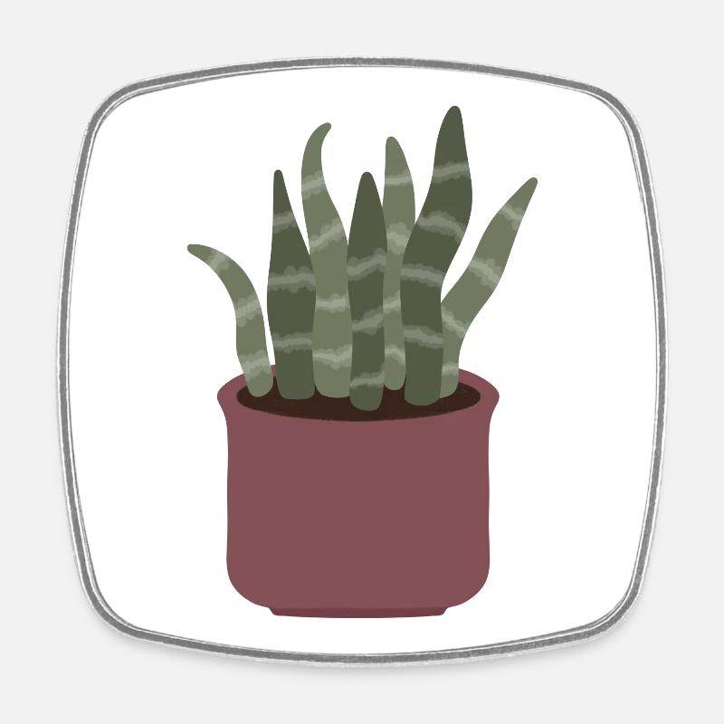 Illustration de pot minimal de plante de serpent - Magnet carré - blanc