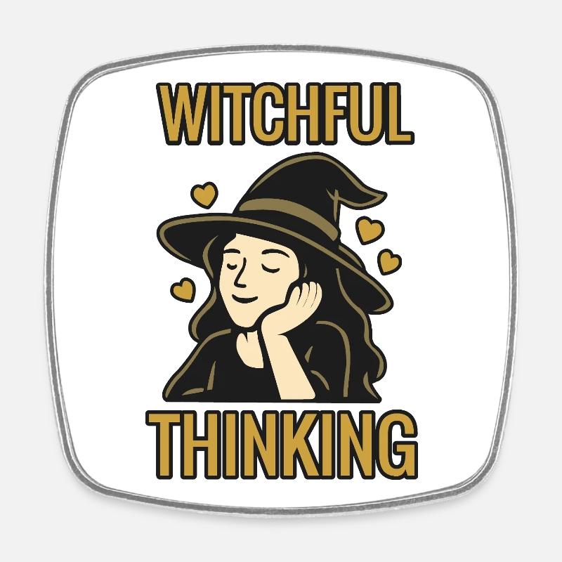 Witchful thinking - Halloween 2025 - Square fridge magnet - white