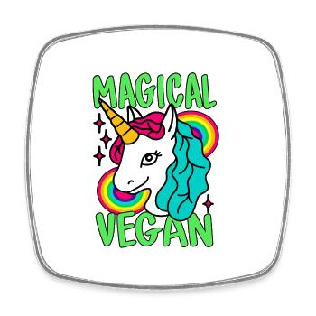 Magisches Go Vegan-Einhorn - Viereckiger Kühlschrankmagnet - Weiß - Vorne