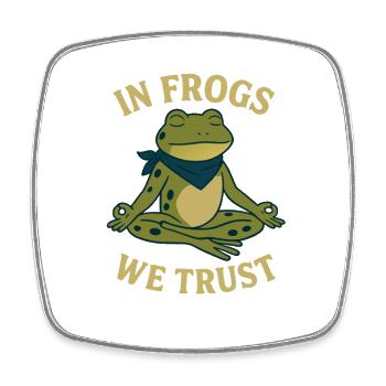 In Frogs We Trust - Viereckiger Kühlschrankmagnet - Weiß - Vorne