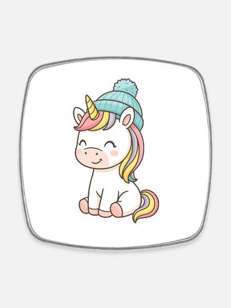 Pastellunicorn Kuschelfigur - Viereckiger Kühlschrankmagnet - Weiß