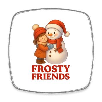 Frosty Friends Winterwärme - Viereckiger Kühlschrankmagnet - Weiß - Vorne