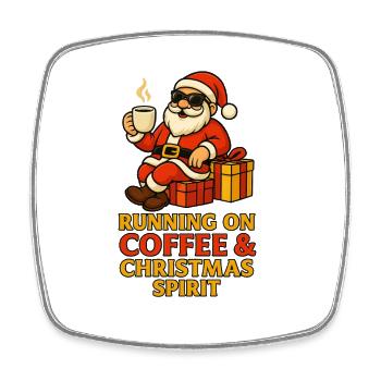 Santa Kaffee Weihnachtsgeist - Viereckiger Kühlschrankmagnet - Weiß - Vorne