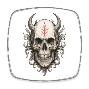 Crimson Rune Horned Skull - Square fridge magnet - white - Front