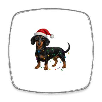 Dachshund with Christmas Fairy Lights - Square fridge magnet - white - Front