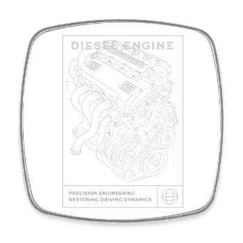 Blaupause für Dieselmotoren - Viereckiger Kühlschrankmagnet - Weiß - Vorne