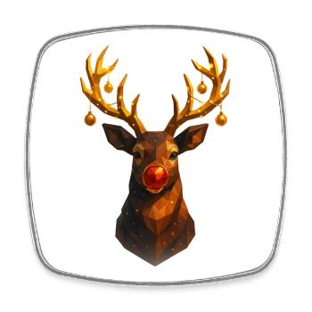 Renne de Noël Low Poly - Magnet carré - blanc - Devant