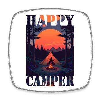Happy Camper - Square fridge magnet - white - Front