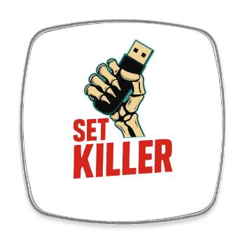 Set Killer – DJ Power - Viereckiger Kühlschrankmagnet - Weiß - Vorne