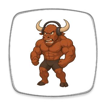 Taureau buffle Musclé Beats musculation sport - Magnet carré - blanc - Devant