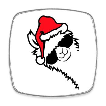 Llama Cool Lunettes de Soleil Père Noël Côté Chapeau - Magnet carré - blanc - Devant