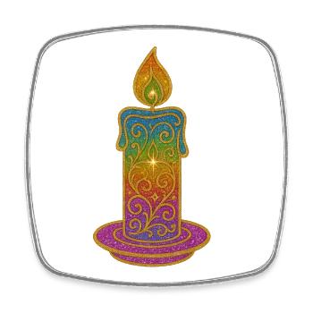 Glitter Candle Gradient Ornament - Square fridge magnet - white - Front