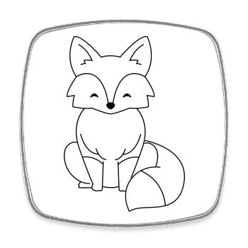 Comic Fox in Black - Square fridge magnet - white - Front