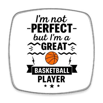 Nicht perfekt aber ein super Basketballer - Viereckiger Kühlschrankmagnet - Weiß - Vorne