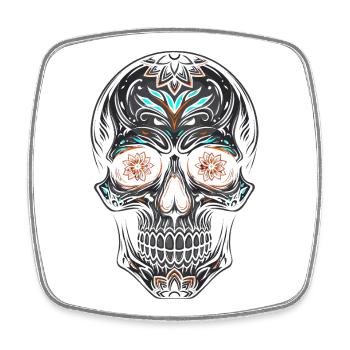 Halloween Sugar Skull Day Of Dead Geschenk Lustig - Viereckiger Kühlschrankmagnet - Weiß - Vorne