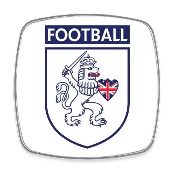 Fußball Löwenschild mit Union Jack - Viereckiger Kühlschrankmagnet - Weiß - Vorne