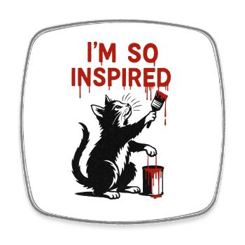 Inspired Cat Art Design - Square fridge magnet - white - Front
